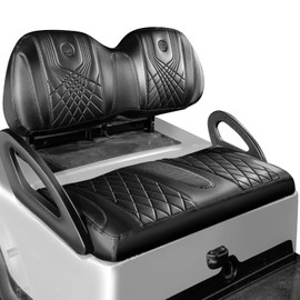 NOKINS Golf Cart Seat Covers, Fits Club Car Precedent OEM Standard Front Seat Cushion, Club Car Precedent Vinyl Seat Covers, No Stapler Required(Gradient Diamond Black&Black)