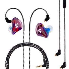 BASN Professional in Ear Monitor Headphones for Singers Drummers Musicians with MMCX Connector IEM Earphones (Pro Clear Colorful)