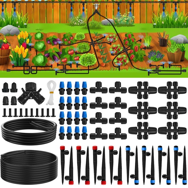 200 FT Quick-Connect Drip Irrigation System Kit, Automatic Garden Watering