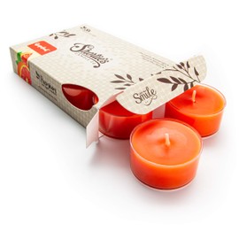 Grapefruit Tealight Candles - Highly Scented with Essential & Natural Oils - 6 Pink Hand Poured Tea Lights - Clear Container for Beautiful Candlelight - Fruit & Berry Collection