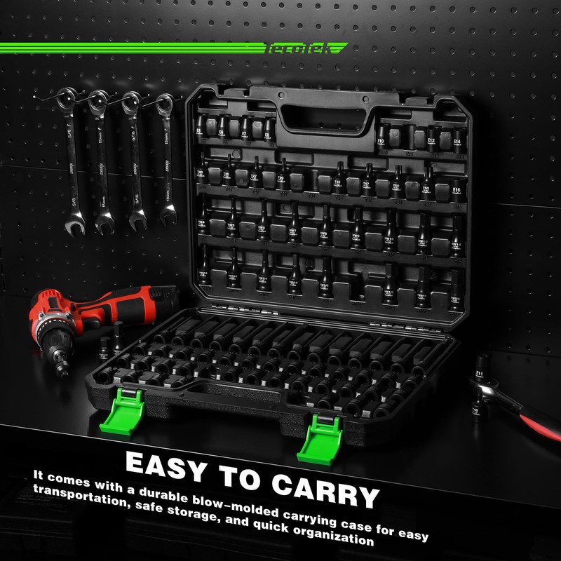 TecoTek 84-Piece 3/8-Inch Drive Master Hex Bit Impact Socket Set,