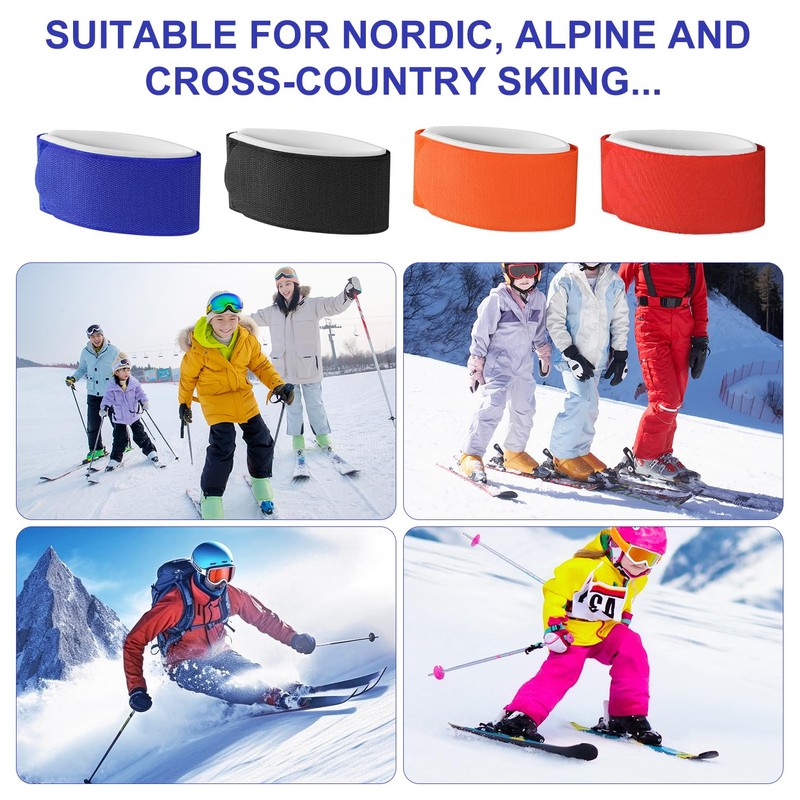 8pcs Ski Fasteners Straps, Adjustable Ski Wrap Bindings Ski Carrier