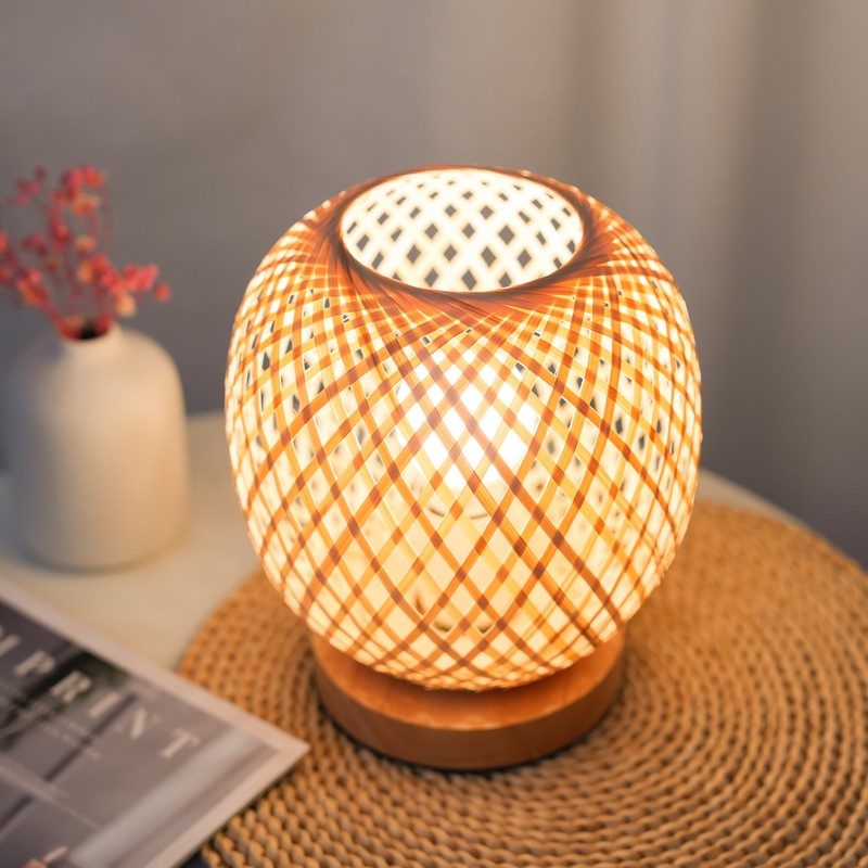Bedside Lamp Bedroom Cosy Bamboo Woven Lamp Warm Light Night
