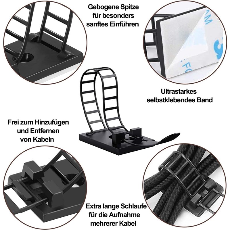 Aghoer 50pcs Black Nylon Adjustable Cable Lock Cable Clips