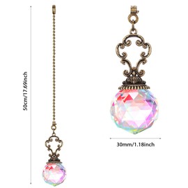 Honoson 4 Pieces Ceiling Fan Pull Chains Crystal Prism Ball Vintage Pendant Ball Extender Light Pull Chain Extension Ornament with Connector for Bathroom Toilet Ceiling Light Fan Desk Lamp