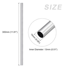 METALLIXITY 6063 Aluminum Tube (15mm OD x 13mm ID x 300mm L) 2Pcs, Aluminum Round Tubing - for Home Furnishing, Machinery, DIY Handicraft