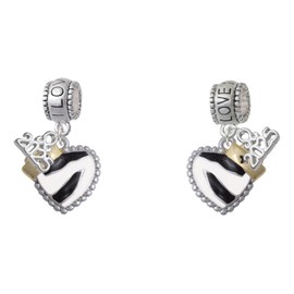 Delight Jewelry Zebra Print Heart with Nurse Hat - I Love You/Love You More Charm Beads (Set of 2)