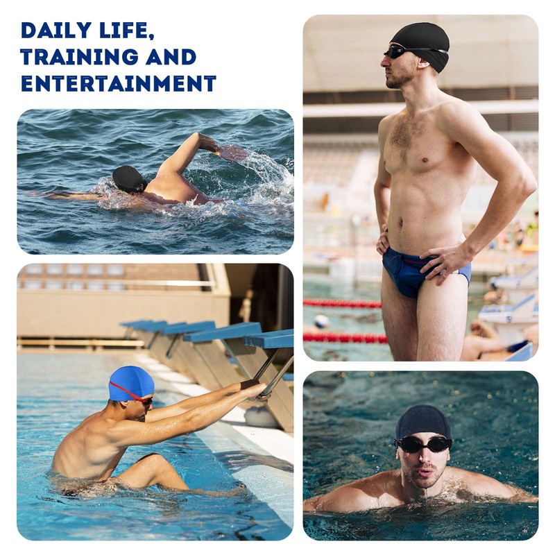 Kinwor Fabric Swim Cap for Men Women Adult, High Elasticity