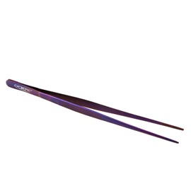 O'Creme Stainless Steel Precision Kitchen Culinary 8 Inch Tweezer Tongs (8" Straight, Purple)