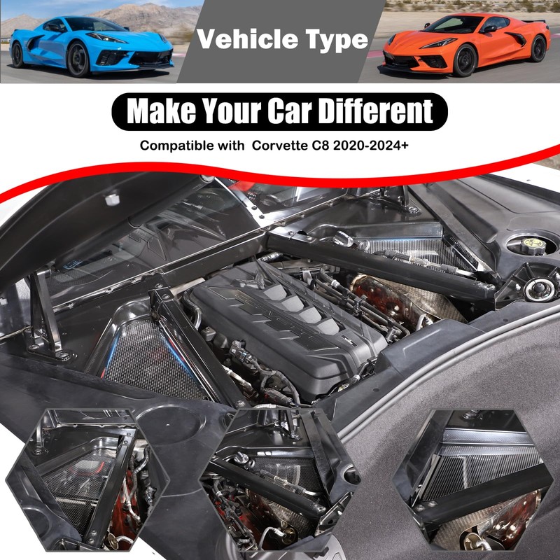 Suetlcoity Engine Compartment Cover Trim Compatible with Corvette C8 Stingray