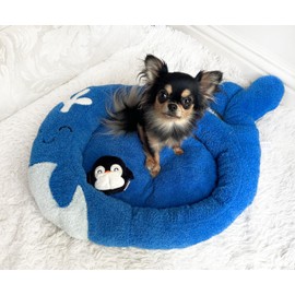 TONBO Soft Plush Small Cute and Cozy Nature Dog Cat Bed, Washer and Dryer Friendly (Whale)