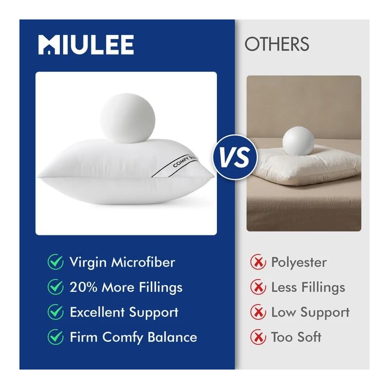 MIULEE 18x18 Pillows Inserts Pack of 4, Down Alternative Virgin