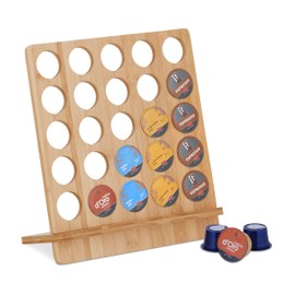 Relaxdays Capsule Holder for Cafissimo, Coffee Capsule Holder for 25 Capsules, Bamboo Capsule Stand, H x W x D: 30 x 27 x 13 cm, Natural