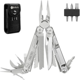 BIBURY Multitools, Upgraded Multi Tool Foldable Pliers, Stainless Steel Multitools with Nylon Pouch, Ideal for Camping, Outdoor, Repairing, Hiking - Gift for Dad Men