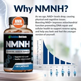 Suplemento NMNH (alternativa a NMNN) NAD Booster para antienvejecimiento, energía celular y piel agradable: mononucleótido de dihidronicinamida, resve