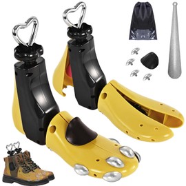 VIVEBEI Shoe Stretcher Women Men, Boot Stretcher Wide Feet, 4-Way Shoe Widener & Expander for Stretch Length & Width; M for Women’s 8-13; Men's 7-11;Yellow with Metal Plugs;2-Pack