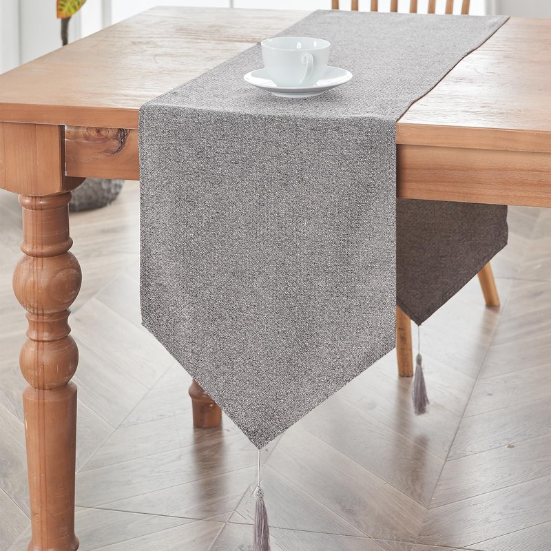 BALCONY & FALCON Jacquard Linen Table Runner Tassel Table Runners