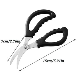 FRUTA Pack of 3 Seafood Scissors Lobster Scissors Multifunctional Stainless Steel Scissors Fish Shrimp Crab Scissors Seafood Crab Leg Cracker Black