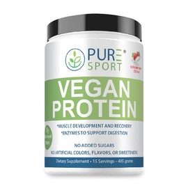 PURE® Sport Vegan Protein – 25g Plant-Based Protein for Muscle & Recovery (15 Servings, 33+g per) Strawberries & Cream