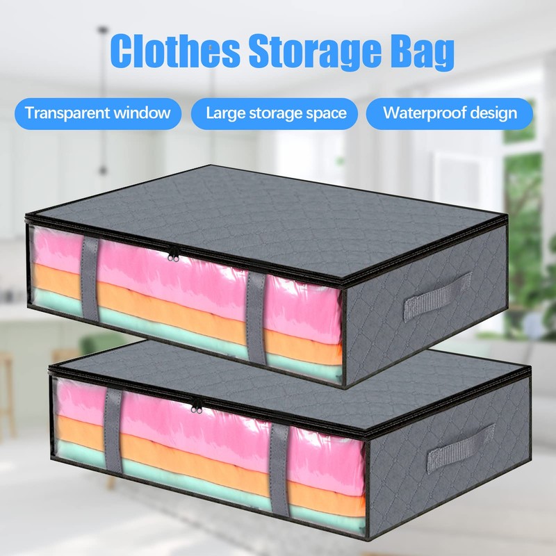 Opopark 2 Pack Underbed Storage Bags, 40 L Window Foldable