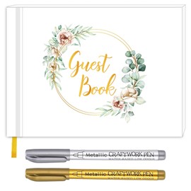 Wedding Guest Book, 120 Pages Elegant Guest Book Weddings Reception, with 2 Pens for Weddings Reception, Baby Showers, Birthdays and Special Events(23.5 * 17.8cm)