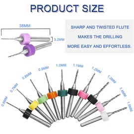 Yuentoen 10-Piece Micro Drill Set, Spiral Drill PCB Pressure Board, Engraving Drill Bits Set for Rough Stone, Jewellery, CNC, Soft Metals, Pressure Circuit, Engraving (0.6-1.5)