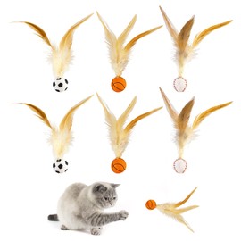 NIDHFG 6 Pieces Of Feather Stretch Balls, Creative Sports Balls, Cat Sticks, Indoor Interactive Style, Fun Entertainment Toys, Pet Supplies.