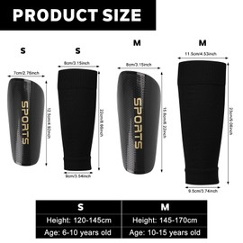 GROOFOO 2 Pairs of Children's Football Shin Pads - Children's Football Elastic Slip Pocket Compression Socks + Shin Pads Football - 1 x Black, 1 x Blue (M)