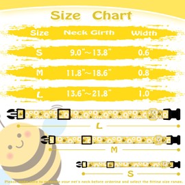 PREHAI Cute Cotton Dog Collar for Small Medium Large Dogs Special Design Cute Yellow Bee Dog Collar for Boy Girl Dogs Soft Adjustable Bees Puppy Collars for Male Female Dogs Pet Collar