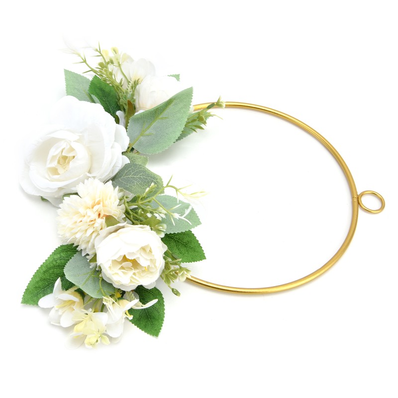 Floral Hoop Metal Ring Wreath Artificial Wall Hanging Wreath for
