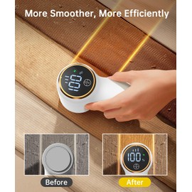 Rechargeable Fabric Shaver Lint Remover, Sweater Shaver with 3-Speed Control, LED Display Clothes Shaver, 6-Leaf Stainless Steel Blades, Suitable for Clothes, Sweater, Couch, Blanket, Wool (White)
