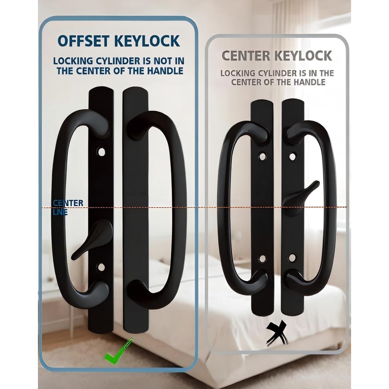 Ruigrit Offset Sliding Patio Door Handle Set with Mortise Lock