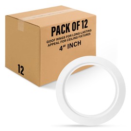 Select 12 Pack Lighting 4 Inch Goof Rings for Recessed Lights - Recessed Lighting Rings for Ceiling Fixtures - DIY Recessed Light Goof Rings - White