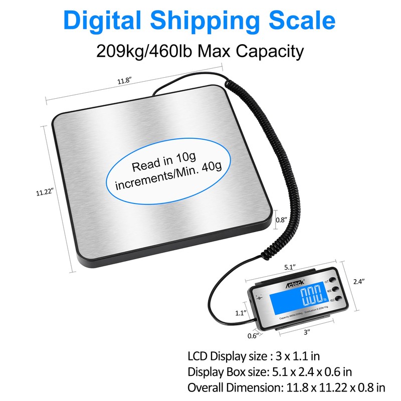 ACTECK Digital Shipping Postal Scale, 460 lb x1oz High Accuracy