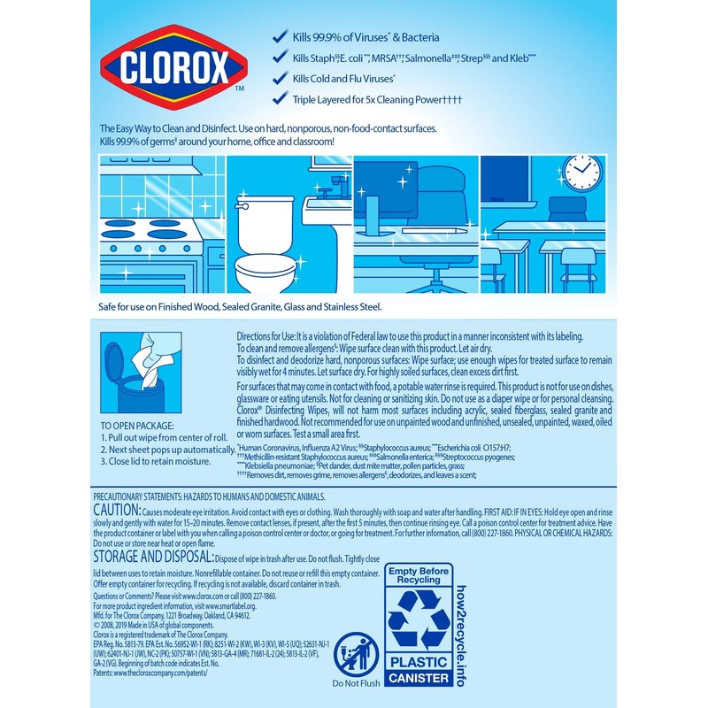 Clorox Disinfecting Wipes, Bleach Free Cleaning Wipes - Fresh Scent,