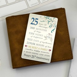 BAZLJY 25th Wedding Anniversary Card Gifts for Men Women, 25 Years Anniversary Card for Him Her