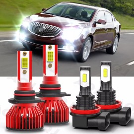 AQJ For Buick LaCrosse 2014 2015 2016 6000K 4X LED Headlight + Fog Light Bulbs Combo