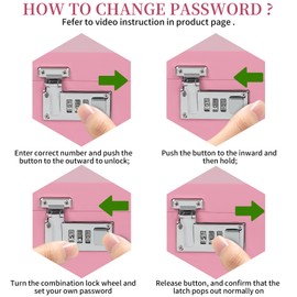 TISEMENT Large Pink Bamboo Box with Combination Lock, Decorative Storage Box with Detachable Compartment, Wooden Box with Alright Jars & Brushes & Storage Tubes as Great Gift Choice.