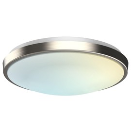 LUXRITE Motion Sensor LED Flush Mount Ceiling Light, 11 Inch, 5CCT Selectable 2700K 3000K 3500K 4000K 5000K, 60s Timeout, 16W, 1200LM, Brushed Nickel, Damp Rated, ETL Listed - Indoor and Outdoor