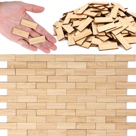 Burbell 400 Pcs Miniature Dollhouse Flooring on 1: 12 Scale Mini Wooden Dollhouse Floor Boards Geometric Bamboo Doll House Furniture Wood Mini Floor Boards for Model Accessories