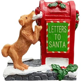 HUNTHAWK Christmas Village Accessories Santa's Mailbox Village Sets Home Collection Ornament Christmas Decoration Cute Resin Puppy for Christmas Festival