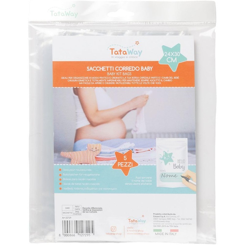 Tataway Sacchetti Corredo Baby 5pz – Set Bustine per Neonati–