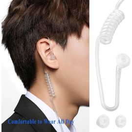 SAMCOM Walkie Talkies Earpiece with Mic PTT 2 Pin Transparent Acoustic Tube K Head Headset Surveillance Covert Air Tube Ear Piece Compatible Radios, 6 Packs