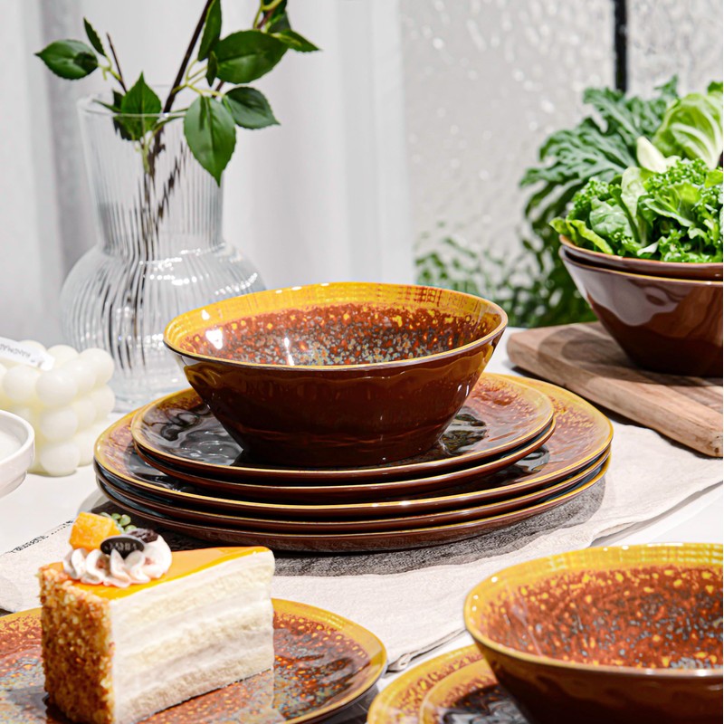 FINE&NICE Melamine Dinnerware Set of 12Pcs, Dish Set for 4,