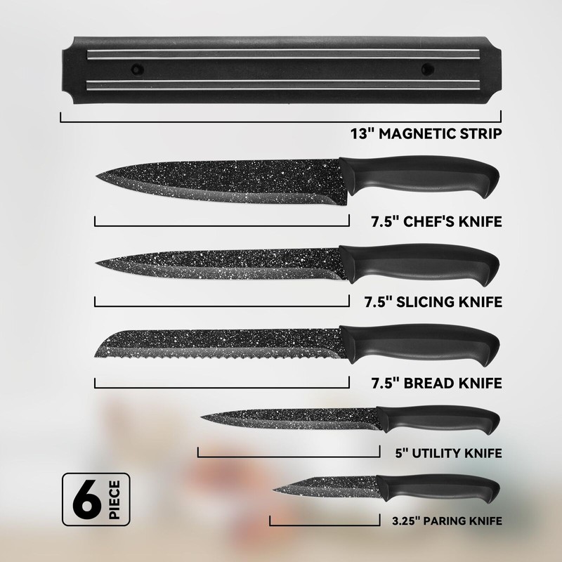 Jiaedge Knife Set, 6 Pieces Kitchen Knives Set with No
