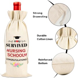 HEYINSHEN Nurse Wine Bag Survived Nursing School Wine Bag Nursing Graduation Gifts for Her Nursing School Graduates Gift Nurse Week Appreciation Gift Nursing School Graduation Party Supplies