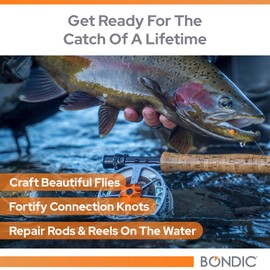 Bondic UV Glue Kit, Fly Fishing Repair Tool for Flies, Super Glue, Fly Tying Kit, UV Liquid Plastic Welder, Fishing Tools & Accessory (LED Light & Liquid Cartridge in a Tin Case)