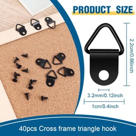 Pack of 40 Picture Hangers Picture Hooks Picture Frame Hooks Triangle Hooks Picture Frame Hanging Hooks with Screws for Hanging Picture Frames Paintings Artworks (Black)