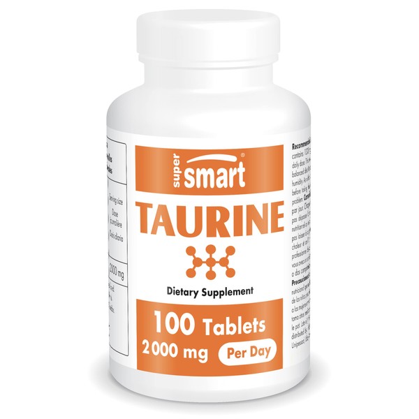 Supersmart - Taurine 2000 mg Per Day - Antioxidant Amino Acid - Boosts Physical & Mental Performance - Sport Nutrition | Non-GMO & Gluten Free - 100 Tablets