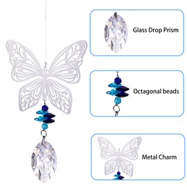 H&D Hanging Crystal Suncatcher, Metal Pendant